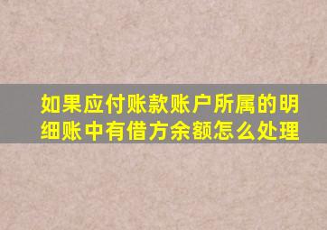 如果应付账款账户所属的明细账中有借方余额怎么处理