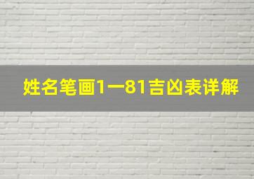 姓名笔画1一81吉凶表详解