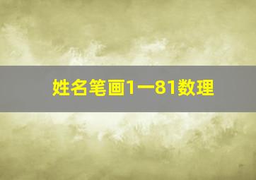 姓名笔画1一81数理