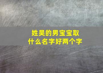 姓吴的男宝宝取什么名字好两个字