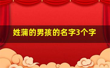 姓蒲的男孩的名字3个字