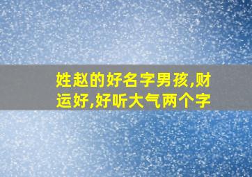 姓赵的好名字男孩,财运好,好听大气两个字