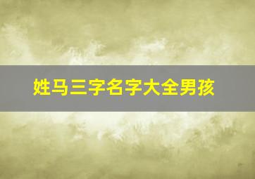 姓马三字名字大全男孩