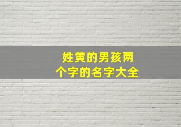 姓黄的男孩两个字的名字大全