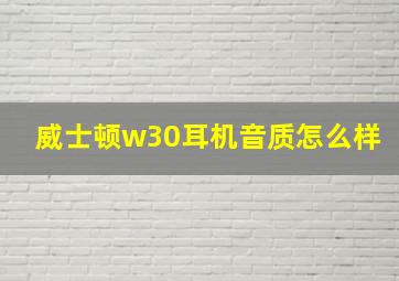 威士顿w30耳机音质怎么样