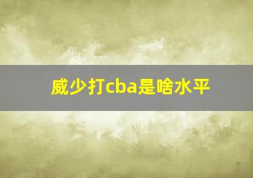 威少打cba是啥水平