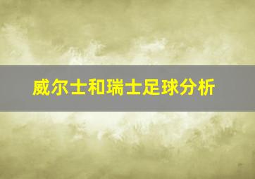 威尔士和瑞士足球分析