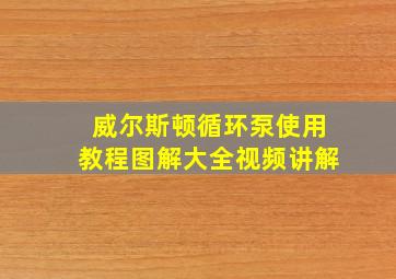 威尔斯顿循环泵使用教程图解大全视频讲解