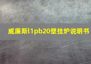 威廉斯l1pb20壁挂炉说明书