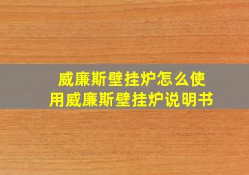 威廉斯壁挂炉怎么使用威廉斯壁挂炉说明书