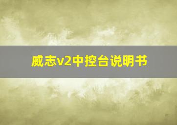 威志v2中控台说明书