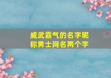 威武霸气的名字昵称男士网名两个字