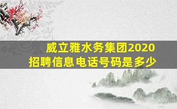 威立雅水务集团2020招聘信息电话号码是多少