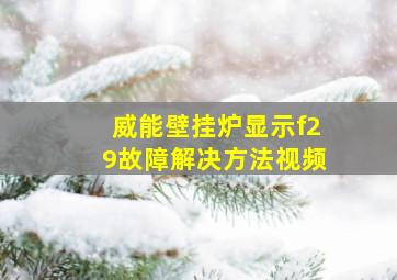 威能壁挂炉显示f29故障解决方法视频