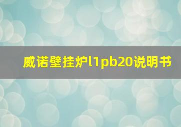 威诺壁挂炉l1pb20说明书