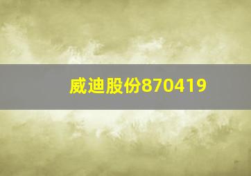 威迪股份870419