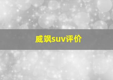 威飒suv评价