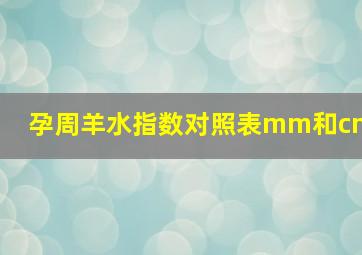 孕周羊水指数对照表mm和cm