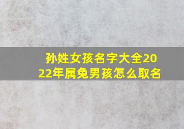 孙姓女孩名字大全2022年属兔男孩怎么取名