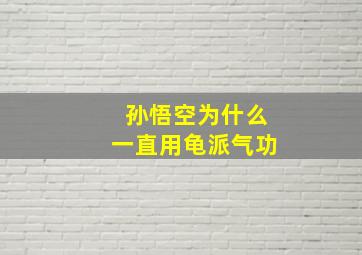 孙悟空为什么一直用龟派气功