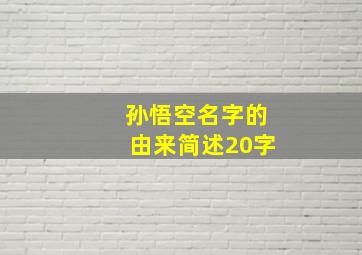 孙悟空名字的由来简述20字