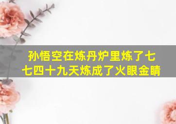 孙悟空在炼丹炉里炼了七七四十九天炼成了火眼金睛