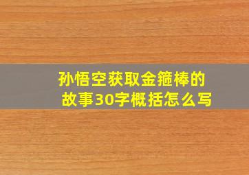 孙悟空获取金箍棒的故事30字概括怎么写