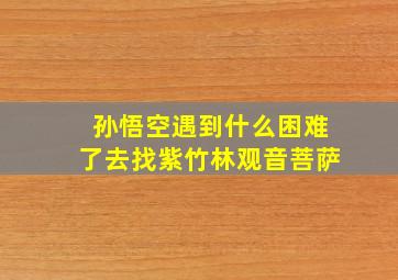 孙悟空遇到什么困难了去找紫竹林观音菩萨