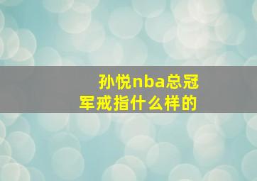 孙悦nba总冠军戒指什么样的