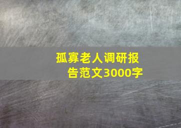 孤寡老人调研报告范文3000字