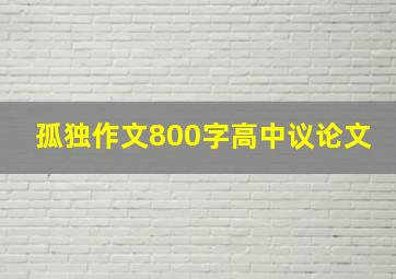 孤独作文800字高中议论文