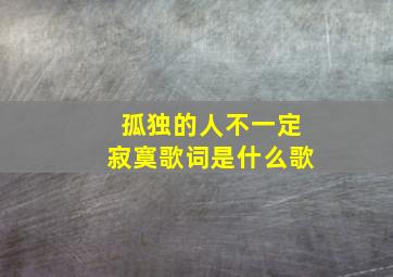 孤独的人不一定寂寞歌词是什么歌