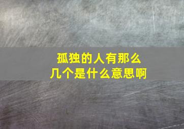 孤独的人有那么几个是什么意思啊