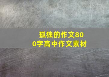 孤独的作文800字高中作文素材