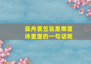 孤舟蓑笠翁是哪首诗里面的一句话呢