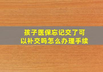 孩子医保忘记交了可以补交吗怎么办理手续