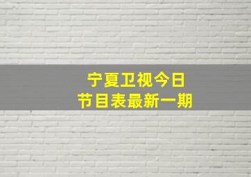 宁夏卫视今日节目表最新一期