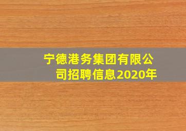 宁德港务集团有限公司招聘信息2020年