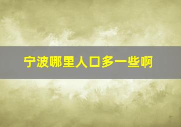 宁波哪里人口多一些啊