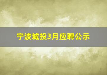 宁波城投3月应聘公示