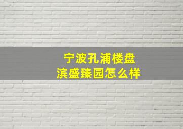 宁波孔浦楼盘滨盛臻园怎么样