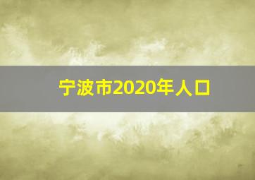 宁波市2020年人口