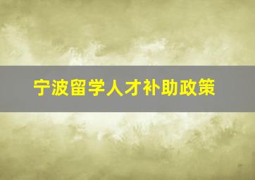 宁波留学人才补助政策