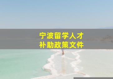 宁波留学人才补助政策文件