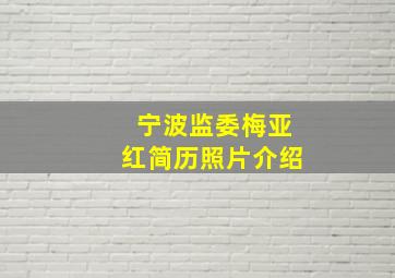 宁波监委梅亚红简历照片介绍