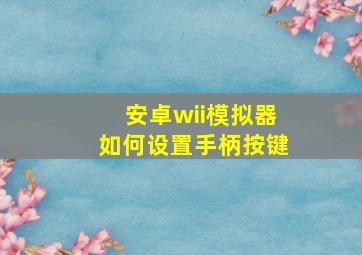 安卓wii模拟器如何设置手柄按键