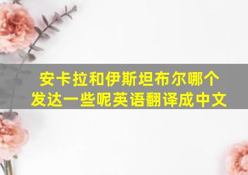 安卡拉和伊斯坦布尔哪个发达一些呢英语翻译成中文