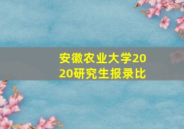 安徽农业大学2020研究生报录比