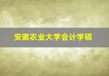 安徽农业大学会计学硕