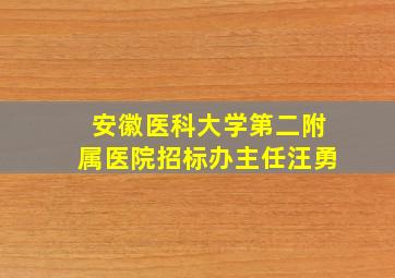 安徽医科大学第二附属医院招标办主任汪勇